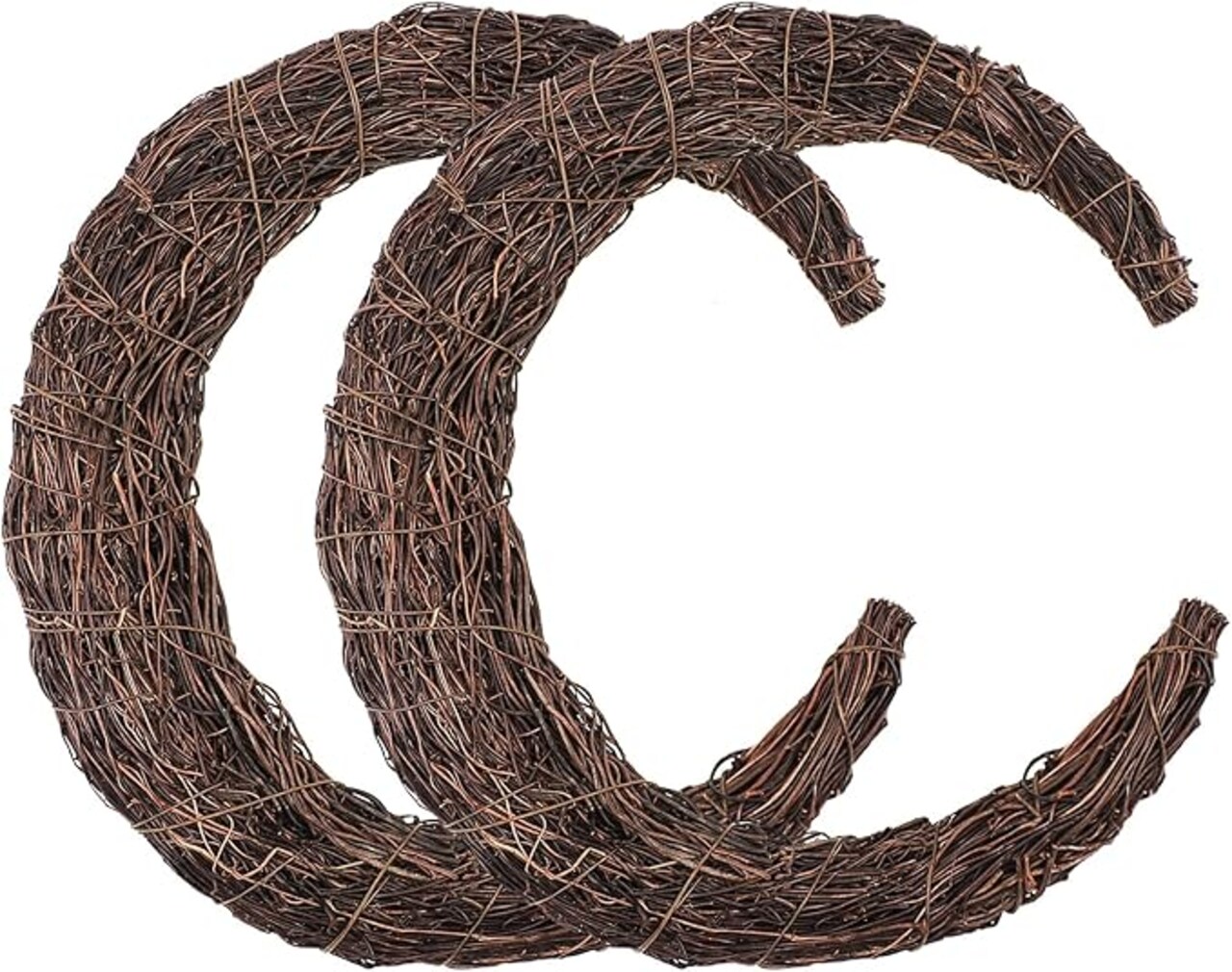 Moon Wreath - 14 Inch Crescent Moon Natural Grapevine Wreaths Base - DIY Half Moon Shaped Wreath Making Supplies for Decor - 2 Pack